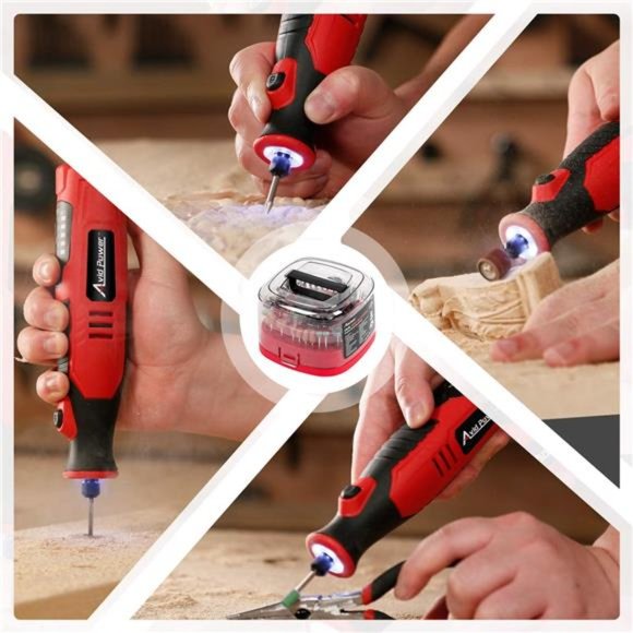 Cordless Rotary Tool 2.0 Ah 8V Rechargeable Rotary Tool with 4 Front LED Lights - Picture 5 of 6